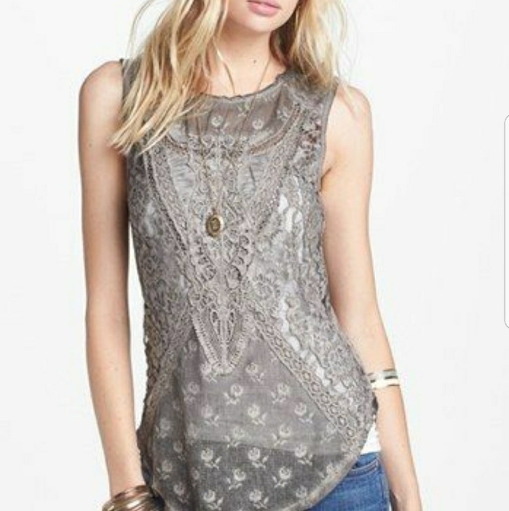 Free people gray lace tank